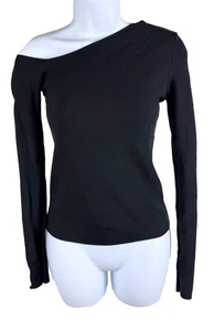Women's Aqua Black Long Sleeve Off The Shoulder Knit Sweater Size XS - Picture 1 of 5