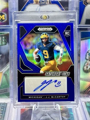 2024 Prizm Rookie AUTO Autograph COLOR MATCH /149 Blue J.J. JJ McCarthy Michigan - Image 1 of 2