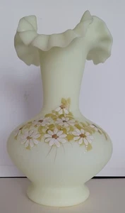 Fenton Custard gelb satiniert große Vase 11 1/4" signiert D. Barbour Vaseline Glas - Bild 1 von 8