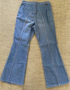 Vtg 70s Wrangler Saddleback Jeans Front Wide Leg Bell Bottom Curved Stitch 31/31 - Picture 1 of 10
