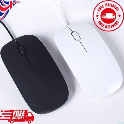 WIRED USB OPTICAL MOUSE FOR PC LAPTOP COMPUTER SCROLL WHEEL LED LIGHT BLACK MICE - Image 1 of 4