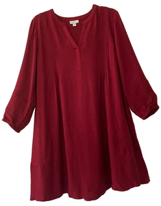 J. Jill Burgunderrot Brushed Twill Biesen Kleid Gr. L LP bequem Etuikleid - Bild 1 von 11