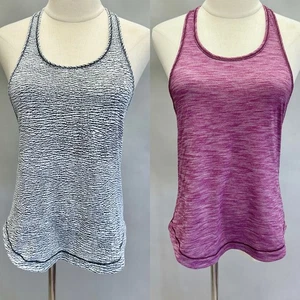 Juego de 2 camisetas sin mangas Lululemon de larga distancia para correr espalda deportiva talla 6/8 - Imagen 1 de 18