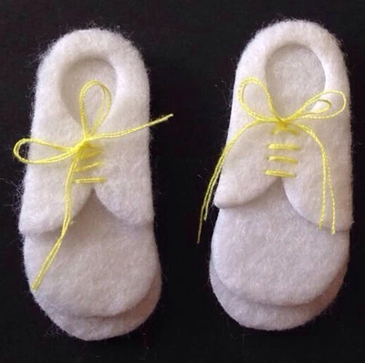 WHITE BABY SHOE Embellishments (2pc)Jolee's•Doll House •Mini•Toddlers•1st Shoe - Image 1 of 4