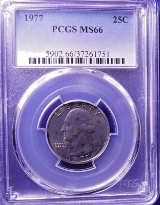 1977 25C Washington Quarter-PCGS # 5902 Grade MS66--502-1 - Image 1 of 2