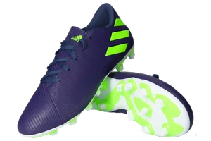 Botines de fútbol Adidas Nemeziz Messi 19.4 FxG - tallas jóvenes y adultos -- púrpura/verde - Imagen 1 de 2