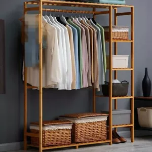 XXXL Garderobenschrank Stabile Holz Kleiderschrank Garderobe mit Kleiderstange - Bild 1 von 10