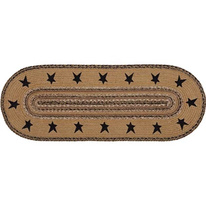 New Primitive Rustic Brown BLACK STAR Braided Rug Jute Table Runner 36" - Picture 1 of 2