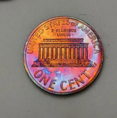 1993 S Proof LINCOLN CENT Monster Rainbow Toned Cover