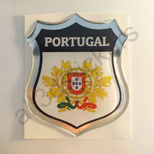 Sticker Portugal Emblem Coat of Arms Shield 3D Resin Domed Gel Vinyl Decal Car - Foto 1 di 2