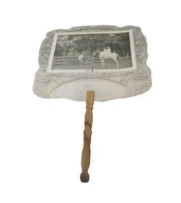 Винтажный черно-белый фото детей и лошади рекламы ручной вентилятор и слабительное объявление #US27 - Изображение 1 из 4