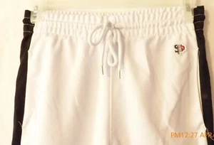 Men's South Pole White & Black Sweatpants with Drawstring Medium - Picture 1 of 4