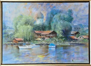 Altes Ölgemälde von Alfons Wegner Fraueninsel Chiemsee 70 x 50 cm. Sig. - Bild 1 von 5