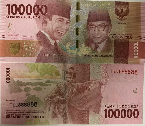 INDONESIAN RUPIAH 100,000 X 10= 1 Million (1,000,000) IDR CIRCULATED INDONESIA Cover