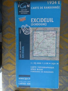carte IGN bleue 1/25000 1934 E Excideuil randonnees edition 4 2004 - Bild 1 von 1