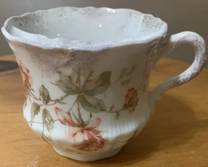 Antique Porcelain Mustache Tea Cup Floral Pattern No Chips Or Cracks - Picture 1 of 4