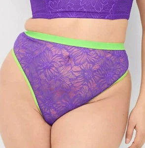 Lane Bryant Sexy Purple Floral Lace French Cut Thong Panty Plus Size 22/24, 3X - Picture 1 of 6
