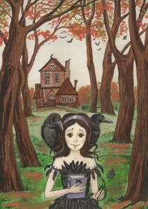 IMPRESIÓN ACEO DE PINTURA RYTA CUERVO HALLOWEEN ARTE EMBRUJADO CASA DE BRUJAS Magia Gótica - Imagen 1 de 1