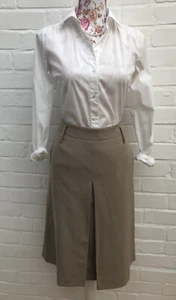 Gonna Nuova Episodio UK 8 Matite Dritta Beige Formale Pura Lana Business - Foto 1 di 9