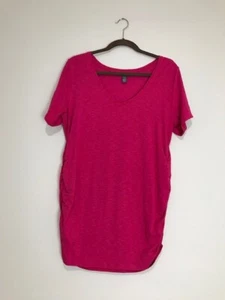 A Pea in the Pod Maternity V-Neck Ruched Sides TShirt Size Large Hot Pink - Picture 1 of 8