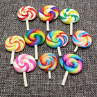 10 Mixed Color Lollipop Polymer Clay Cabochon Flatback Charm Scrapbooking Craft