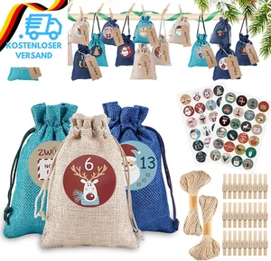 Dazspirit 24 Adventskalender Zum Befüllen,Jutesäckchen Adventskalender 2024 Für - Bild 1 von 12