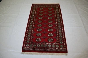 Alfombra geométrica tribal de lana vegetal anudada a mano Bokhara de 3'1"" x 5'3"" ft - Imagen 1 de 8