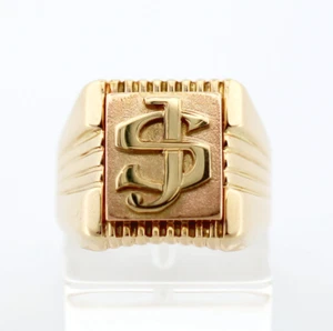 Herrenring Siegelring 18 Karat 750 Gold 9,04 g Handarbeit Initialen JS Gr. 58 - Bild 1 von 4