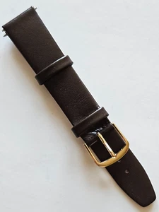 18 mm - dunkelbraunes glattes Leder Uhrenarmband - (Goldschnalle/Stifte enthalten) - Bild 1 von 3