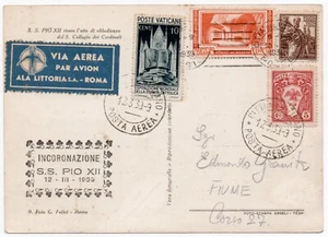 Vaticano - Cartolina per Fiume Posta aerea Incoronazione Pio XII - Picture 1 of 2