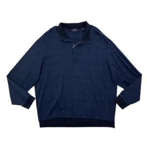 Hart Schaffner Marx Sweater Mens XL Navy Storm Blue 1/4 Zip Long Sleeve Pullover - Picture 1 of 6