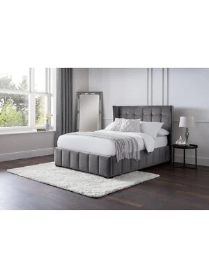 Julian Bowen Gatsby  Fabric King Bed Grey Elegant Comfortable Bedroom Furniture - Image 1 of 4