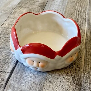 Vintage Royal Norfolk Santa Christmas Candy Dish Bowl Scalloped Candle Holder - Picture 1 of 7