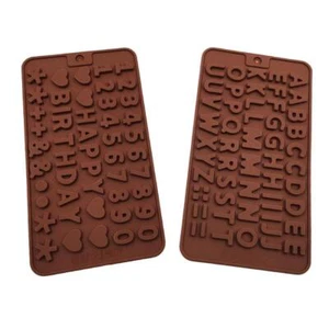 2 Pack Silicone Letter and Number Chocolate Molds with Happy Birthday Decor - Picture 1 of 7