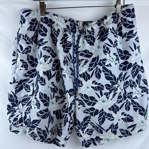 Tommy Bahama Swim Trunk Men L Large Blue Floral Relaxed Beach Built In Brief - Picture 1 of 13