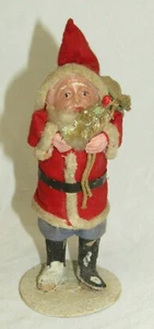 Japan Antique Putz Village Red Santa Christmas Ornament Vintage 1950's - Picture 1 of 11