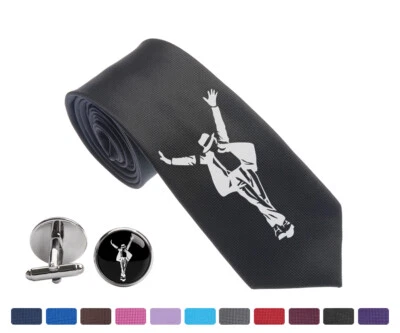 Michael Jackson Men Woven Skinny Groom 2.5" Party Tie Necktie Cufflink Cuff Link - Image 1 of 3