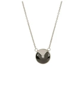 Onyx Necklace On Stainless Steel With Cubic Zirconia Stone - Picture 1 of 1
