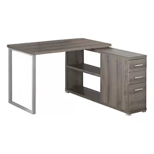 47 Taupe e Argento Forma L Computer Scrivania Con Tre Cassetti - Foto 1 di 4