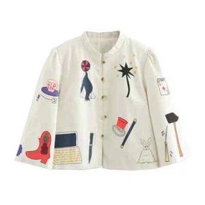 New Circus Printed Bell Sleeves Fashion Casual Jacket - Picture 1 of 22