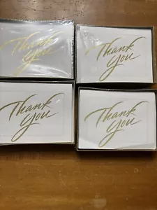 Lot of 4 New Boxes 10 ea of Blank Thank You Cards Gold Lettering Stuart Hall CO - Picture 1 of 4