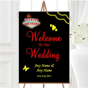 Las Vegas Sign Fabulous Personalised Any Wording Welcome To Our Wedding Sign - Picture 1 of 1