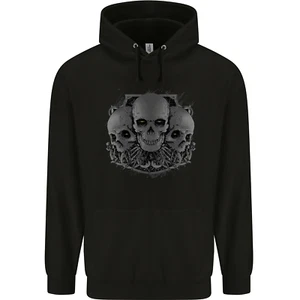 Gothic Skulls Heavy Metal Rock Music Goth Biker Childrens Kids Hoodie - Picture 1 of 3