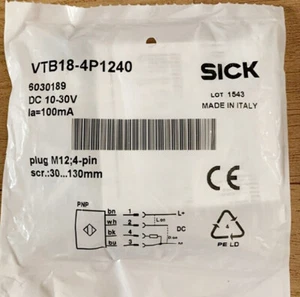 1PCS NEW SICK VTB18-4P1240 Photoelectric Switch Induction Sensor  Fast Shipping - Picture 1 of 2