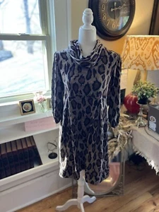 New Directions Cheetah Print Cowl Neck Dress stretch soft Size Medium Mob Boss - Picture 1 of 11