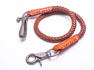 Cadena billetera jeans de camionero de moto trenzada de cuero de calidad hecha a mano de 24" para hombre - Imagen 1 de 24