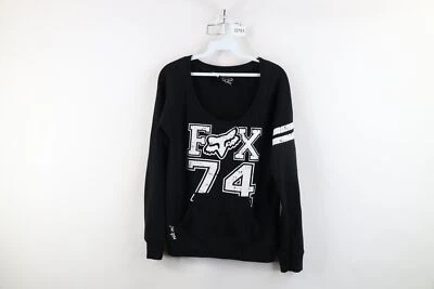 Vintage Fox Racing Womens Size Small Faded Spell Out Big Logo Sweatshirt Black - Image 1 of 4