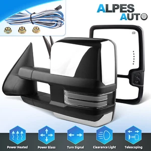 Chrome Power Heated Tow Mirrors For 2007-2013 Silverado Suburban Sierra Yukon - Picture 1 of 14