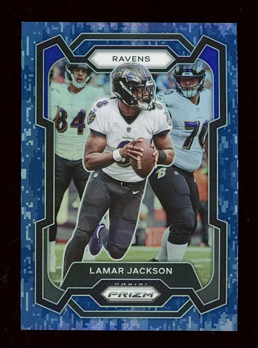 2023 Panini Prizm Navy Camo Lamar Jackson Ravens #/25 MVP Card #18