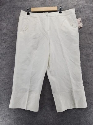 Dress Barn Pants Womens 16 Cropped White Linen Blend - Image 1 of 4